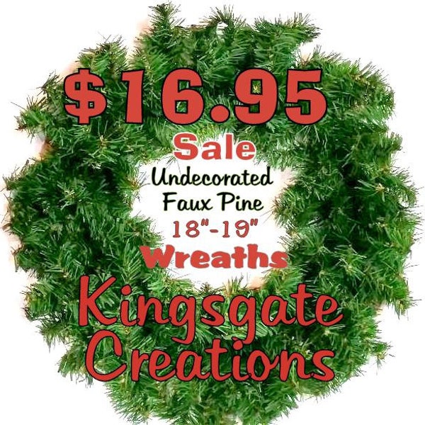 Faux Pine Wreath, 18"-19" Undecorated Wreath, DIY Wreath, Wall Wreath, Christmas DIY Wreath, Christmas Wedding, Fall Decor, Punch Bowl Ring