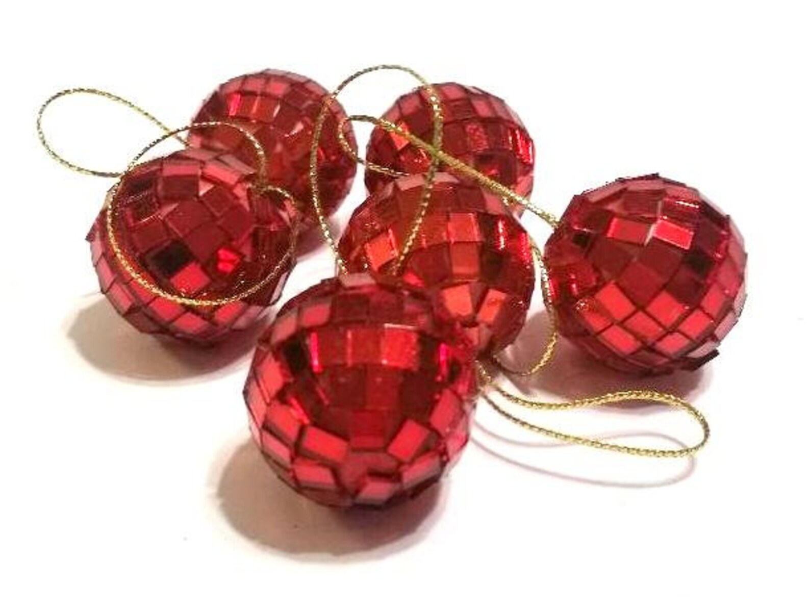 6 One Inch Mini Red Disco Ball Ornaments for Small Tree Etsy