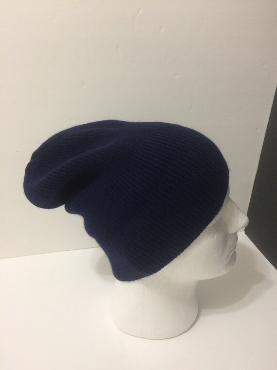 Mens Cashmere Beanie Navy Blue Cashmere Beanie Hat with Etsy