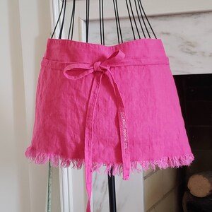 Short Half Apron with natural fringed hem image 2