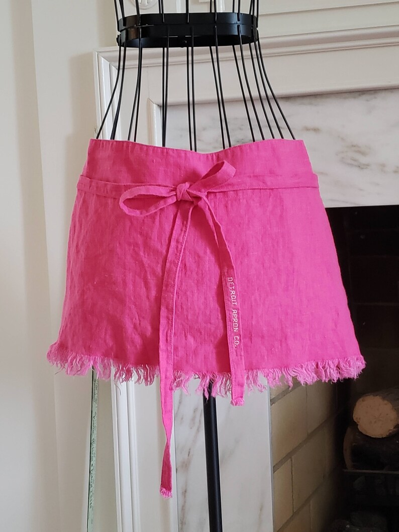 Short Half Apron with natural fringed hem image 2