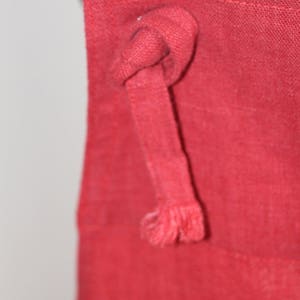 Red Linen Apron with Hand Towel, Mid-Length image 5