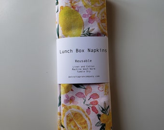 Lunch Box Napkins, Set of 2, 10 X 10 inches, reusable