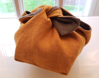 Linen Bento Bag, Reversible