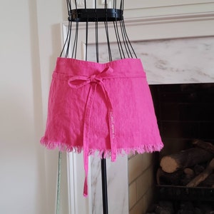 Short Half Apron with natural fringed hem image 1