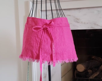 Short Half Apron with natural fringed hem