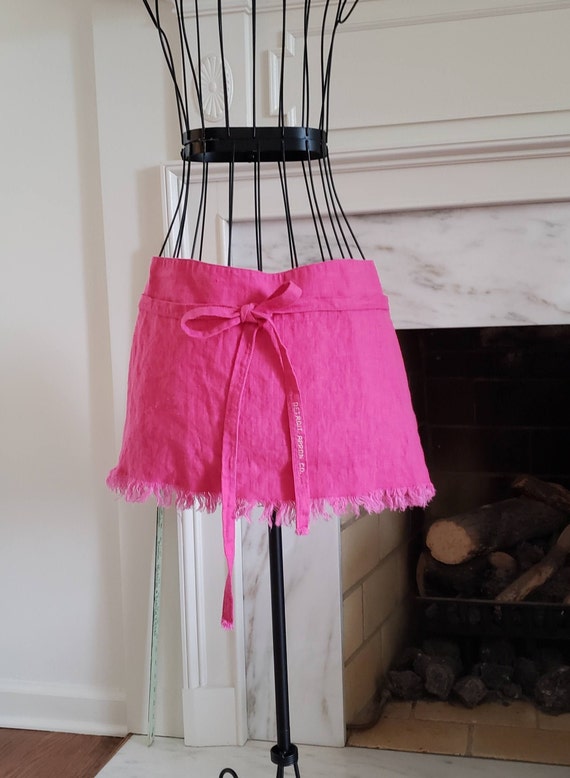 Short Half Apron with natural fringed hem