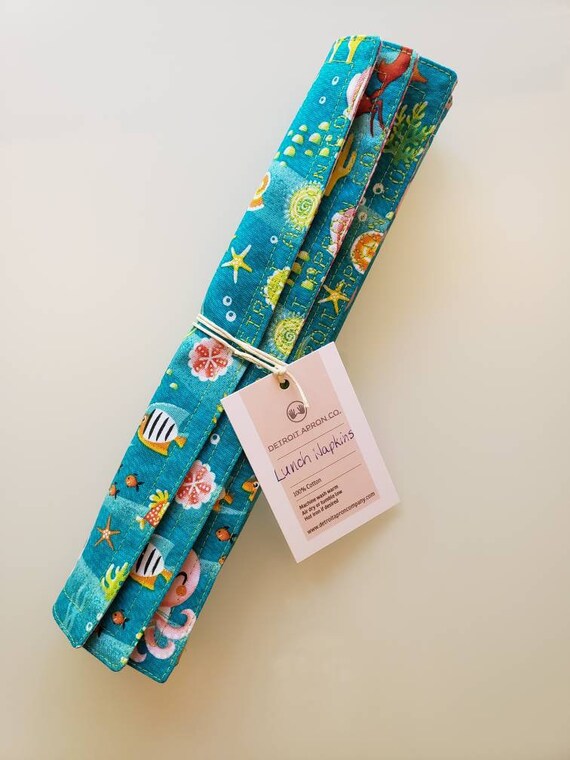 Lunchbox Napkins, Set of 3, Cotton, 10 x 10 inches