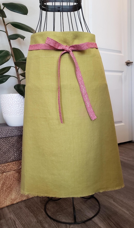 Bistro Apron, Green Linen