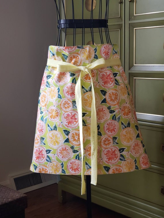 Cotton Half Apron, fresh citrus