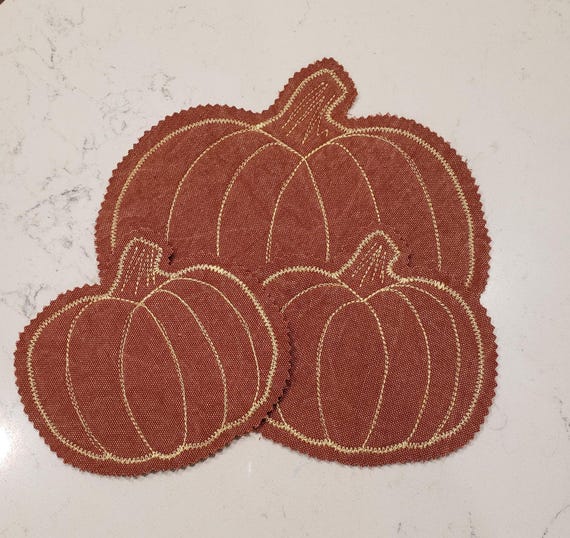 Fabric Pumpkin Snack Mat and Coaster Set