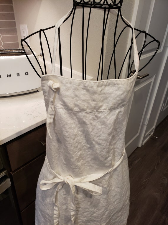 White Linen Apron