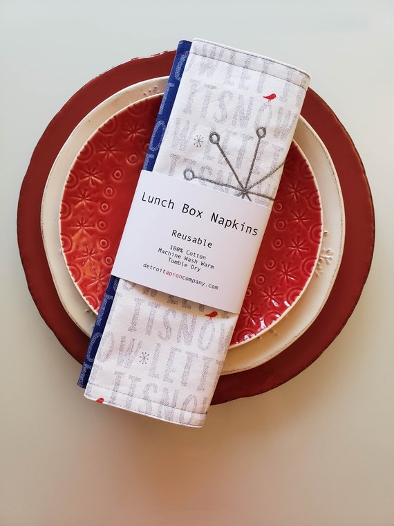 Lunch box napkins, Let it Snow, Set of 2, 10 x 10 inches