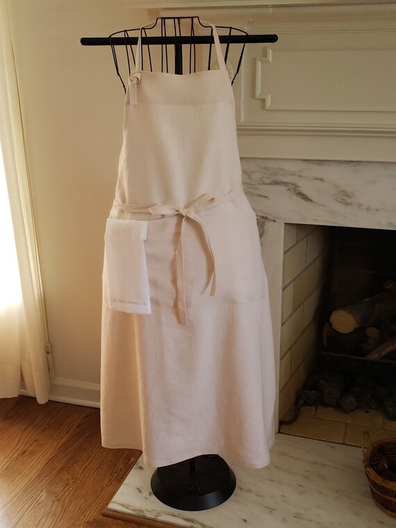 Linen Apron, Long with front pockets and apron towel