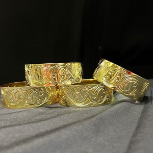 14k Gold Plated Plumeria flower Hawaii Scroll Bangle