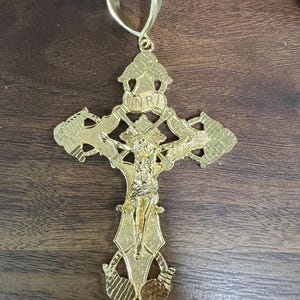 Kruzifix Sterlingsilber vergoldet INRI Jesus Kreuz Anhänger XL