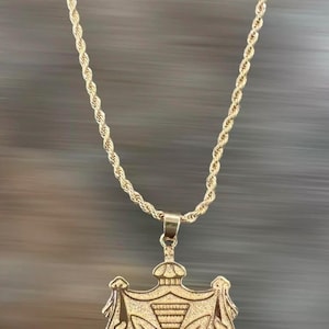 Coat of Arms Hawaii Pendant with Gold Plated Rope Chain Necklace