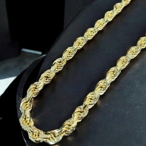 10 mm、30インチのダイヤモンドカット金メッキスターリングシルバー925ロープチェーン。