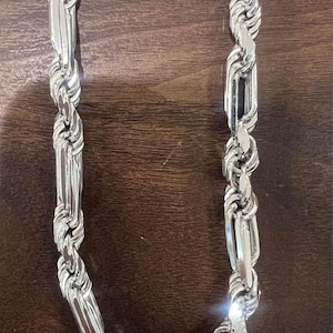 8mm Sterling silver Rhodium MILANO ROPE CHAIN Necklace, 26&quot;