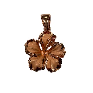 Hibiscus Rose Gold sterling silver flower Hawaii Pendant