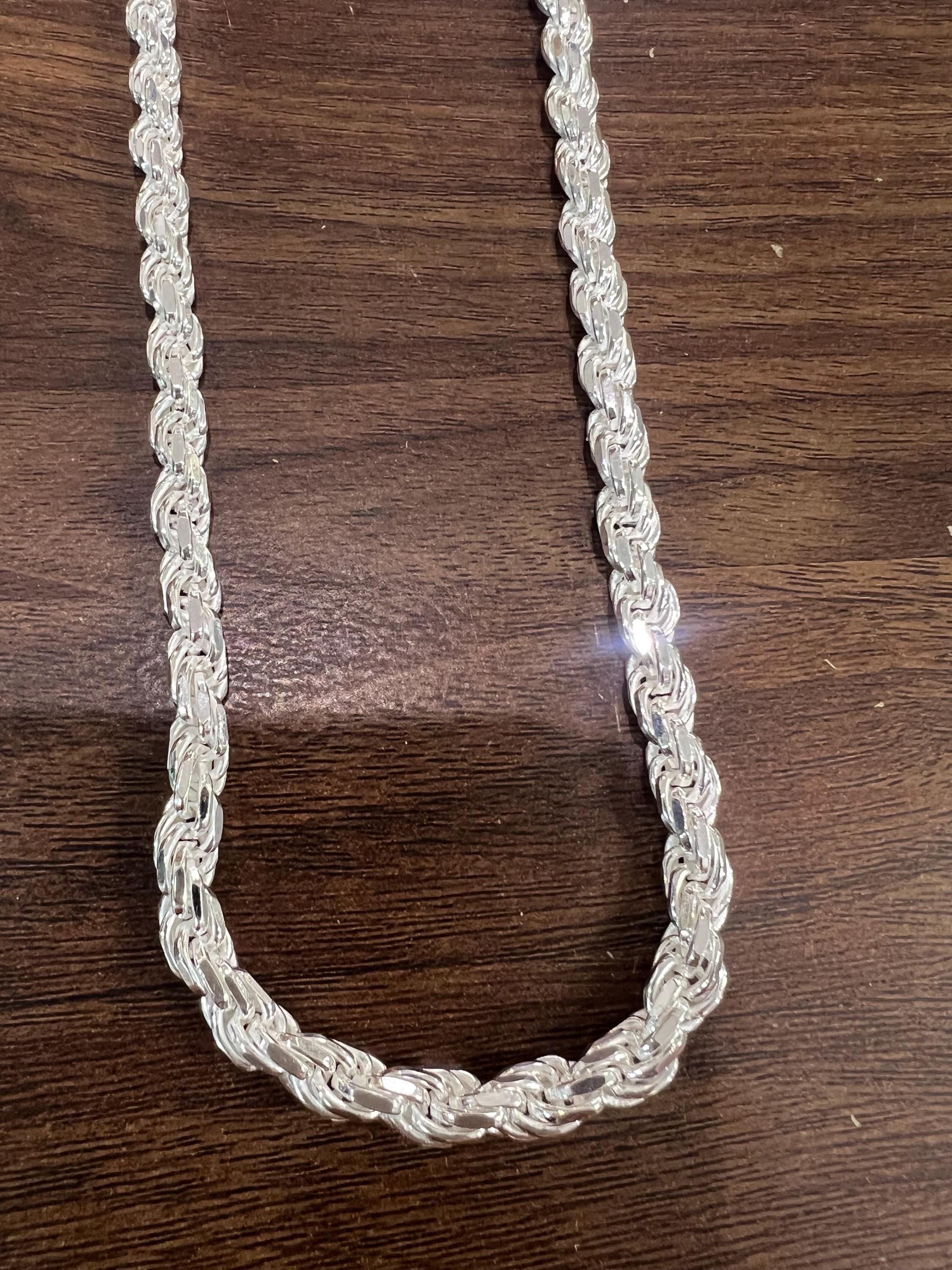sterling silver  Diamond cut Rope Chain necklace, 22”-24”