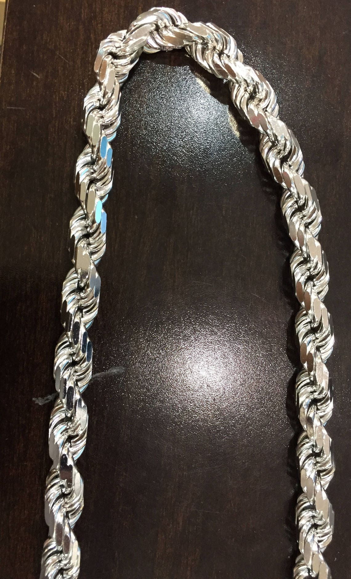 Sterling Silver Rope Chain 12 Mm 36 Rhodium Platet. Etsy