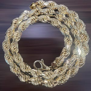 10 mm , 26” diamond cut gold plated Sterling Sterling Silver 925 Rope  chain .