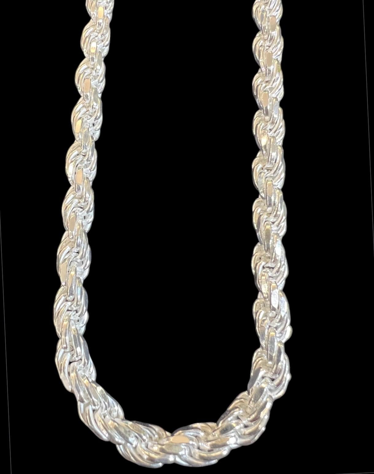 Sterling Silver 925 Diamond cut Rope Chain 5mm, 20”