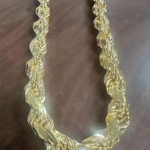 13 mm、28 インチ、ダイヤモンドカット、金メッキ、スターリング スターリング シルバー 925 ロープ チェーン。