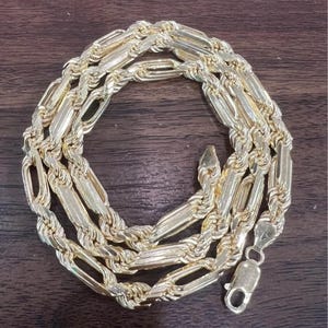 6mm Sterling silver gold plated  MILANO ROPE CHAIN Necklace, 24”