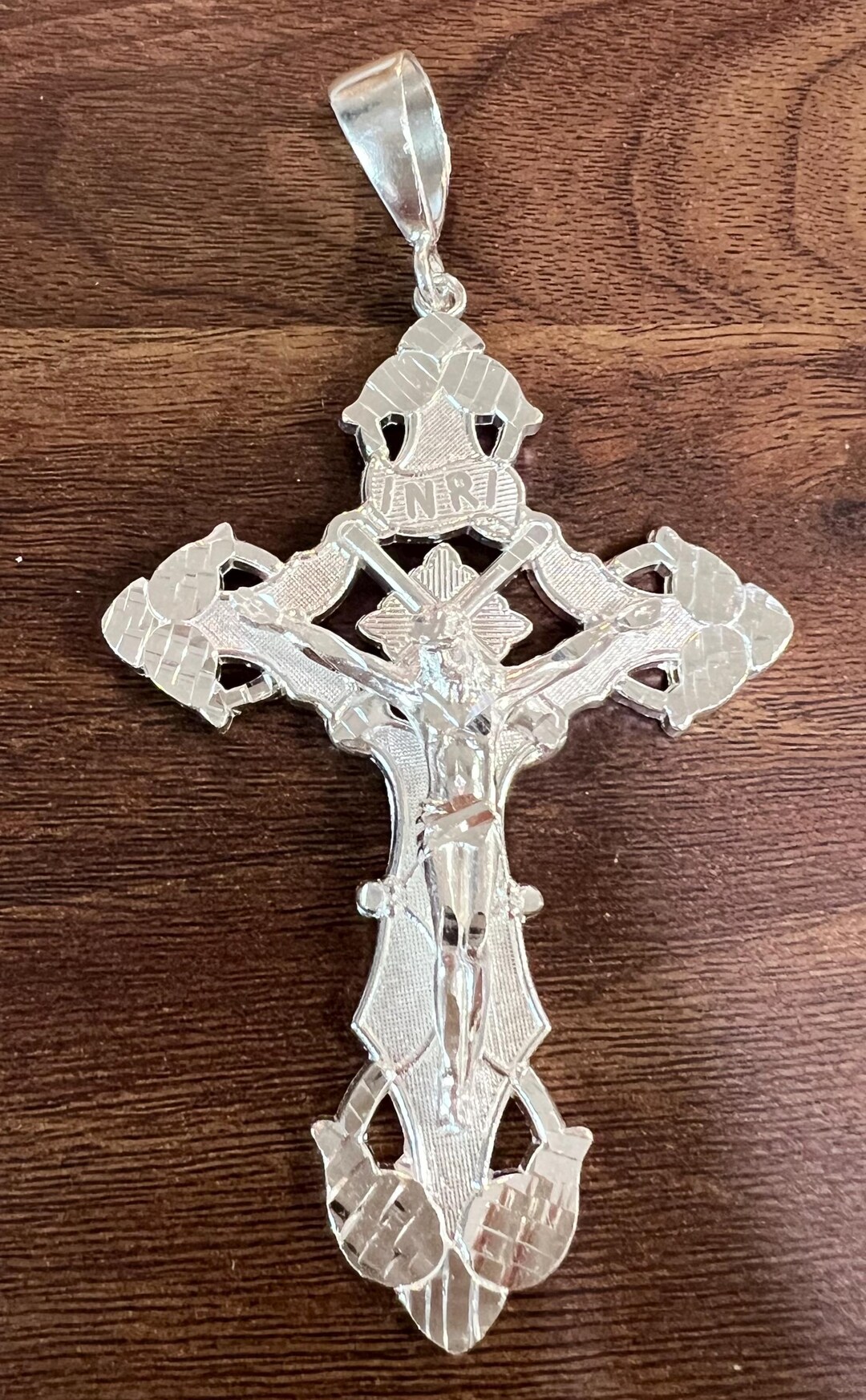 Crucifix Sterling Silver 925 Crucifix INRI Jesus Cross Mens Pendant - Etsy