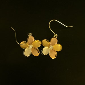 Sterling Silver925  plumeria tri color 15 mm dangle earring!
