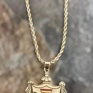 Multicolor  Coat of Arms Hawaii Pendant with Gold Plated Rope Chain Necklace