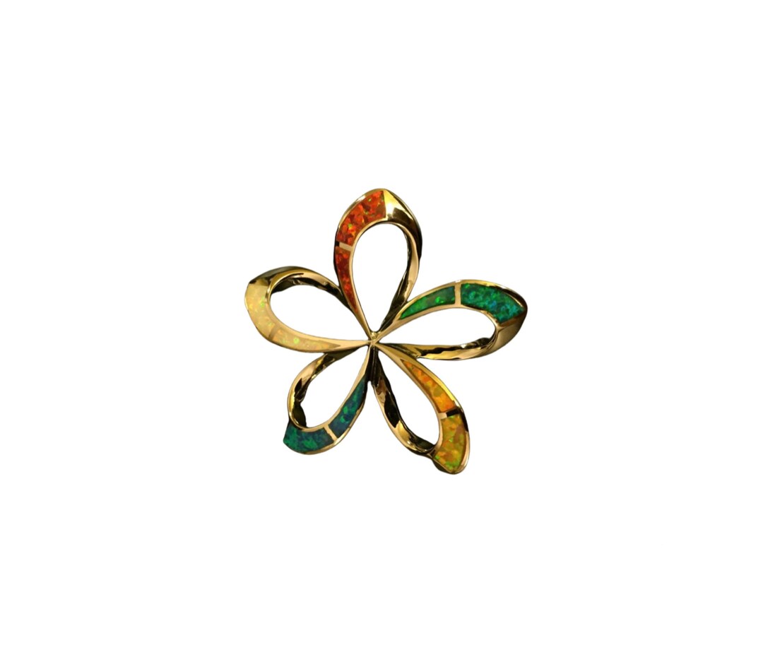 Sterling Silver Plumeria Opal Multi Color Pendant - Etsy