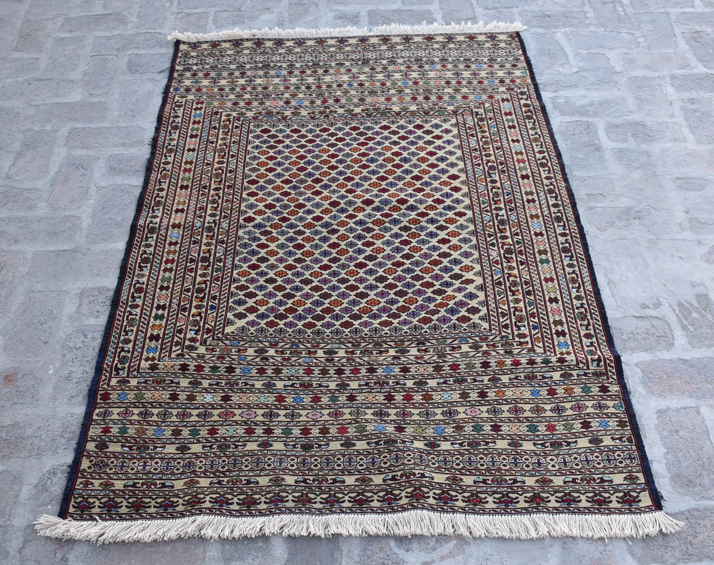 【q155k】ラグ 敷物 ヴィンテージ インテリア キリム？アフガニスタン？織物 q155k】ラグ 敷物 ヴィンテージ インテリア キリム？アフガニスタン