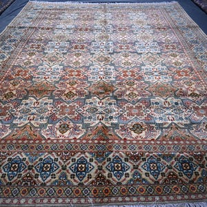 10x13 Large Vintage Rug, Antique Turkish Heriz Rug, Afghan Caucasian Rug, Hand Knotted Oriental Rug, Rug for Living Room, Oversized Area Rug