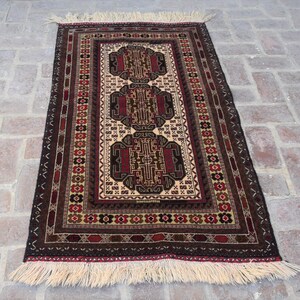 3 x 5&#39;2, High quality vintage handmade afghan tribal small baluch rug, 100% wool rug, Afghan rug, Vintage rug, Oushak rug, Oriental rug, 3x5