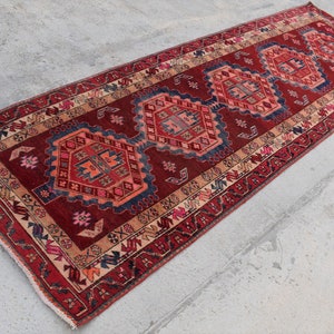 3&#39;5 x 10&#39;4 Ft, Gorgeous handmade vintage caucasian azerbaijan runner rug, Hand knotted wool rug, Vintage rug, Rug runner, Antique rug, 3x10