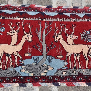 2&#39;6 x 3&#39;9 Feet, Fine quality vintage handmade afghan baluch small pictorial rug, Best tribal rug, Vintage rug, Afghan rug, Turkish rug, 3x5