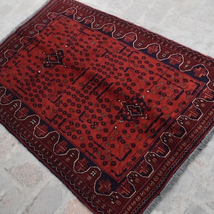 3&#39;3 x 4&#39;10 Feet, Stunning handmade vintage afghan turkmen khal muhammadi rug, Best wool small rug, Afghan rug, Vintage rug, Oushak rug, 3x5