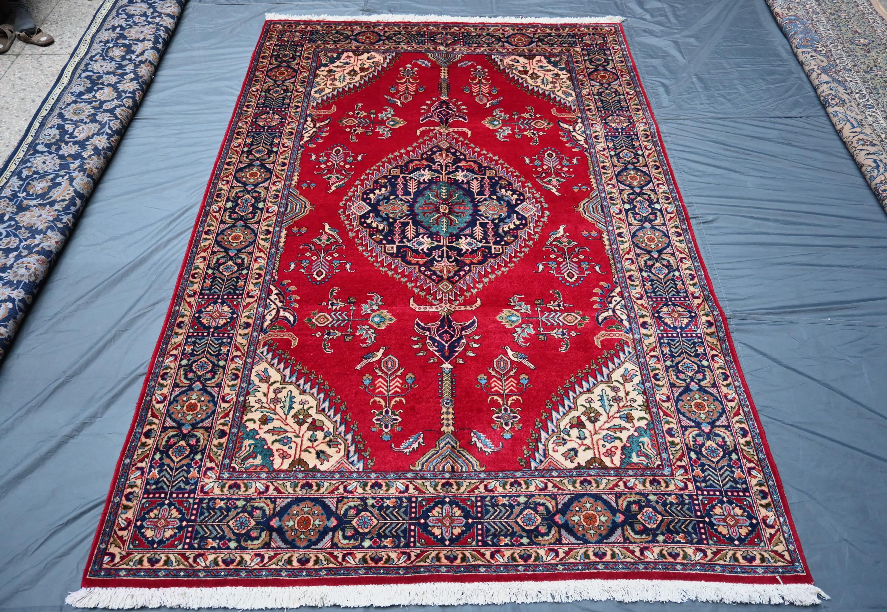 7x10 Turkish Vintage Wool Rug, Handmade Red Medallion Rug - Etsy