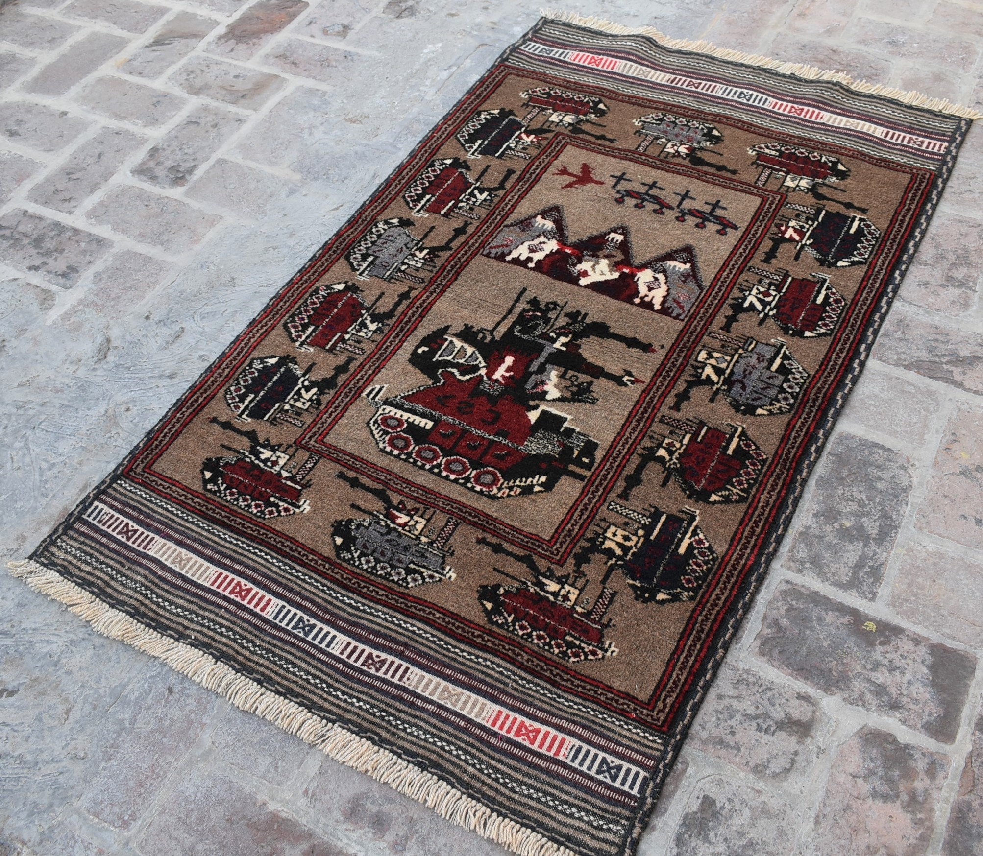Vintage Hand Knotted Afghan War Rug, 3x5 Wool Tribal Rug - Etsy