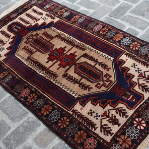3&#39;3 x 6&#39;1 Feet, Unique vintage handmade afghan tribal baluch rug, Small vintage rug, Afghan wool rug, Hand knotted rug, Antique rug, 3x5 rug