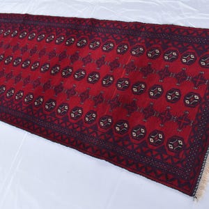 3x6 Vintage Rug/ Afghan Handmade Veg Dye Wool Rug/ Turkmen Oriental Rug/ Caucasian Tribal Rug/ 1970s Rug/ Bedroom Rug/ Red Rug/ Kitchen Rug