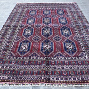 6&#39;6 x 9&#39;9 Feet, Fine quality vintage hand knotted afghan turkmen samarqandi rug, Merino wool tribal rug, Handmade rug, Afghan rug, 6x9 rug