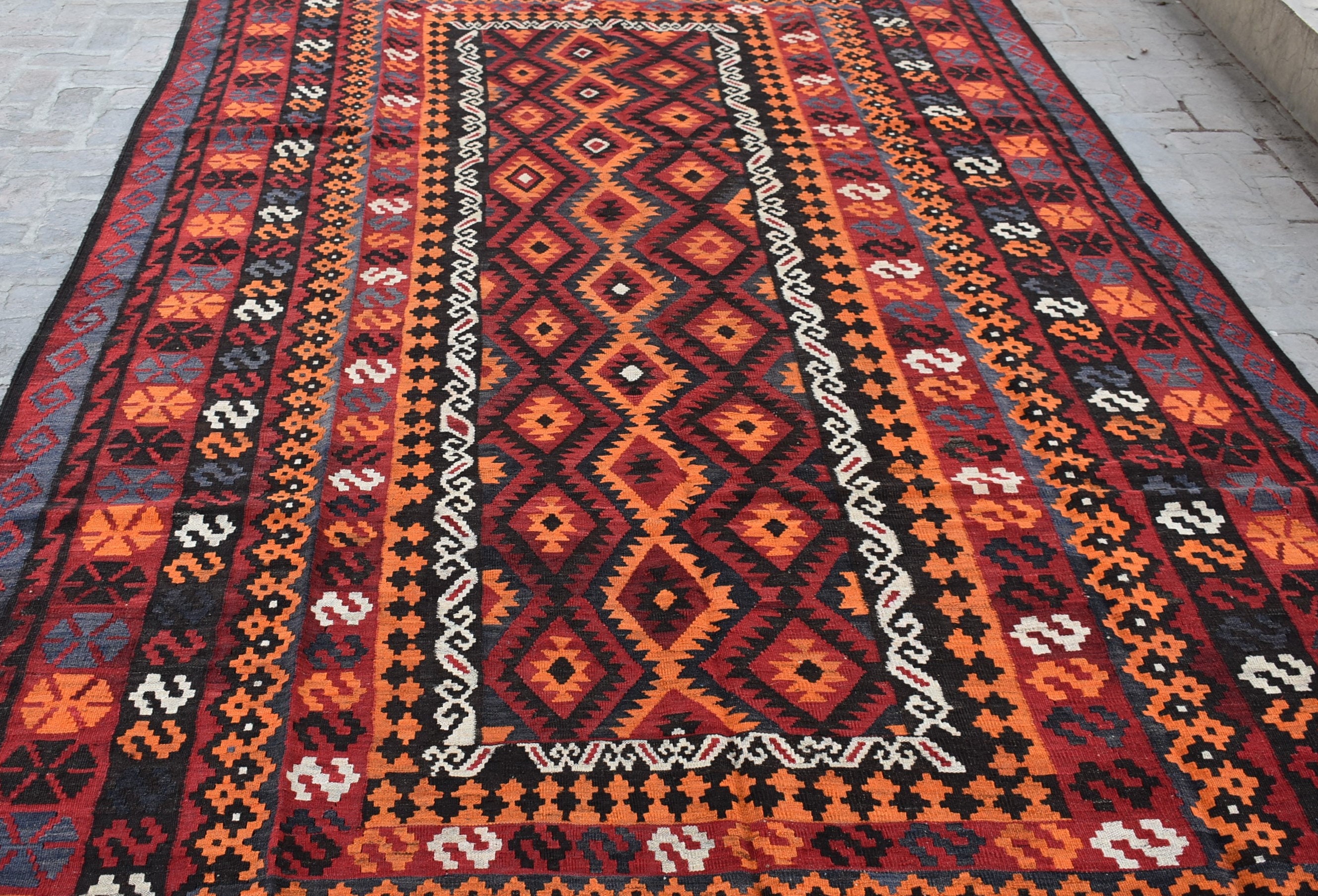 8'8 X 14'9 Feet, Gorgeous Handmade Vintage Afghan Ghalmouri Extra Large Kilim  Rug, Best Tribal Kilim Rug, Vintage Rug, Afghan Rug, 10x14 Rug 