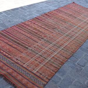4&#39;1 x 12&#39;1 Ft, Handmade beautiful vintage afghan tribal maldari kilim rug, Hand woven wool kilim rug, Turkish rug, Vintage rug, Afghan kilim
