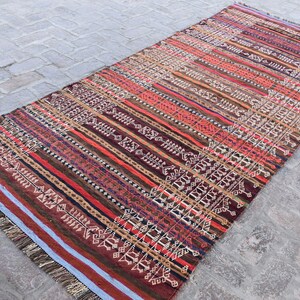 4&#39;2 x 9&#39;7 Ft, Stunning vintage hand woven afghan maldari wool kilim rug, Tribal best kilim rug, Vintage rug, Afghan rug, Turkish kilim, 5x8