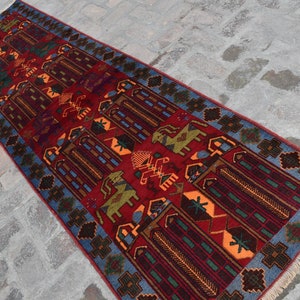 2&#39;8 x 9&#39;6 Feet, Stunning vintage handmade afghan tribal baluch runner rug, Best hand knotted rug, Vintage rug, Afghan rug, Hallway rug, 3x9