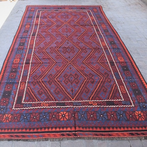 8 x 15&#39;6, Unique handmade vintage afghan tribal ghalmouri kilim rug, Palace size rug, Vintage rug, Afghan rug, Oushak rug, Antique rug, 8x15